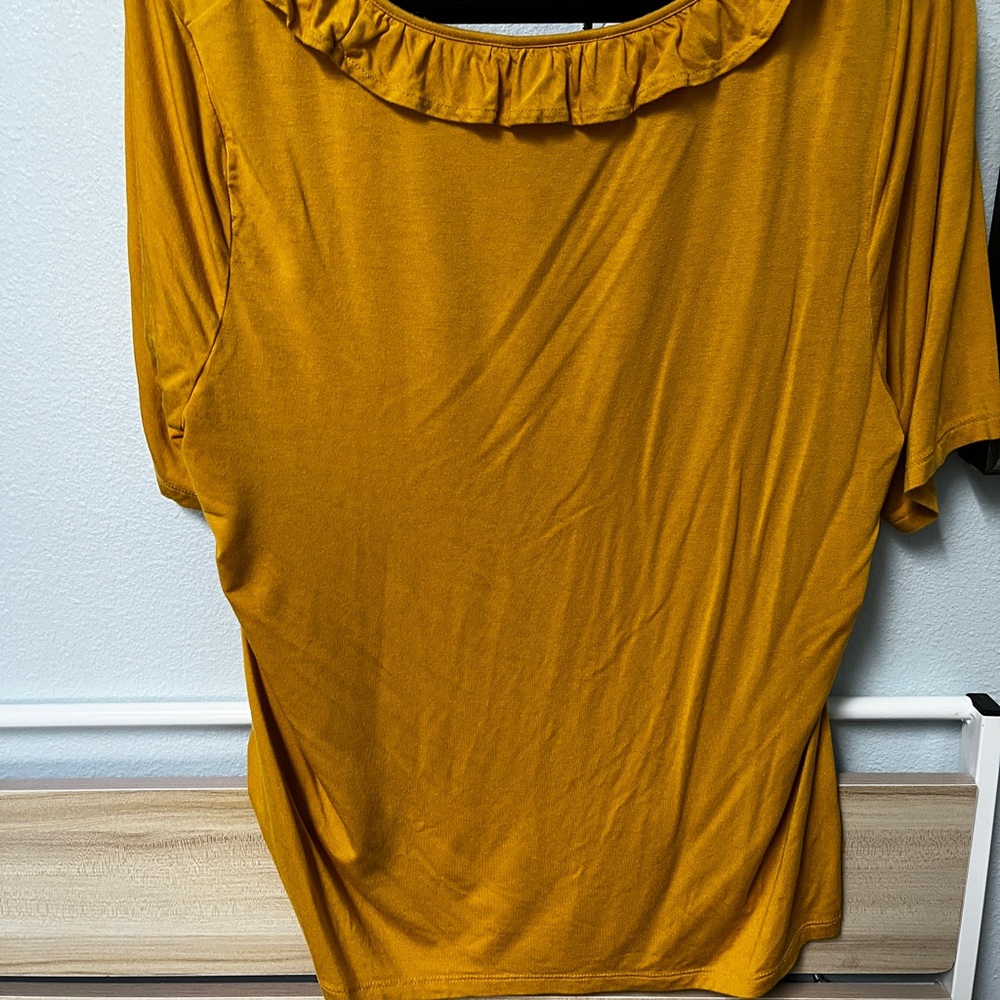LOFT Women's Golden Ruffle Blouse - Picture 3 of 5